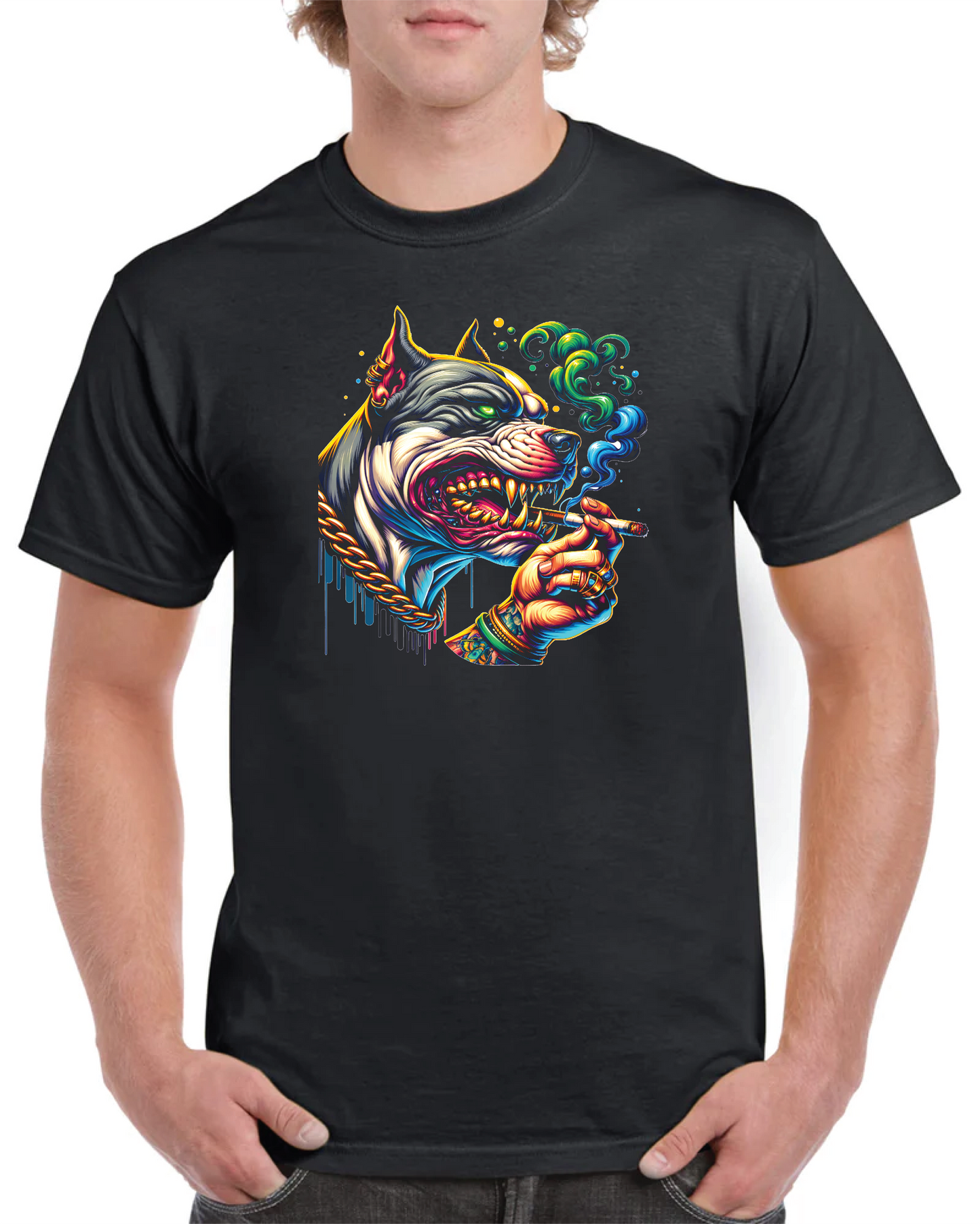 Pitbull smoking cigarette